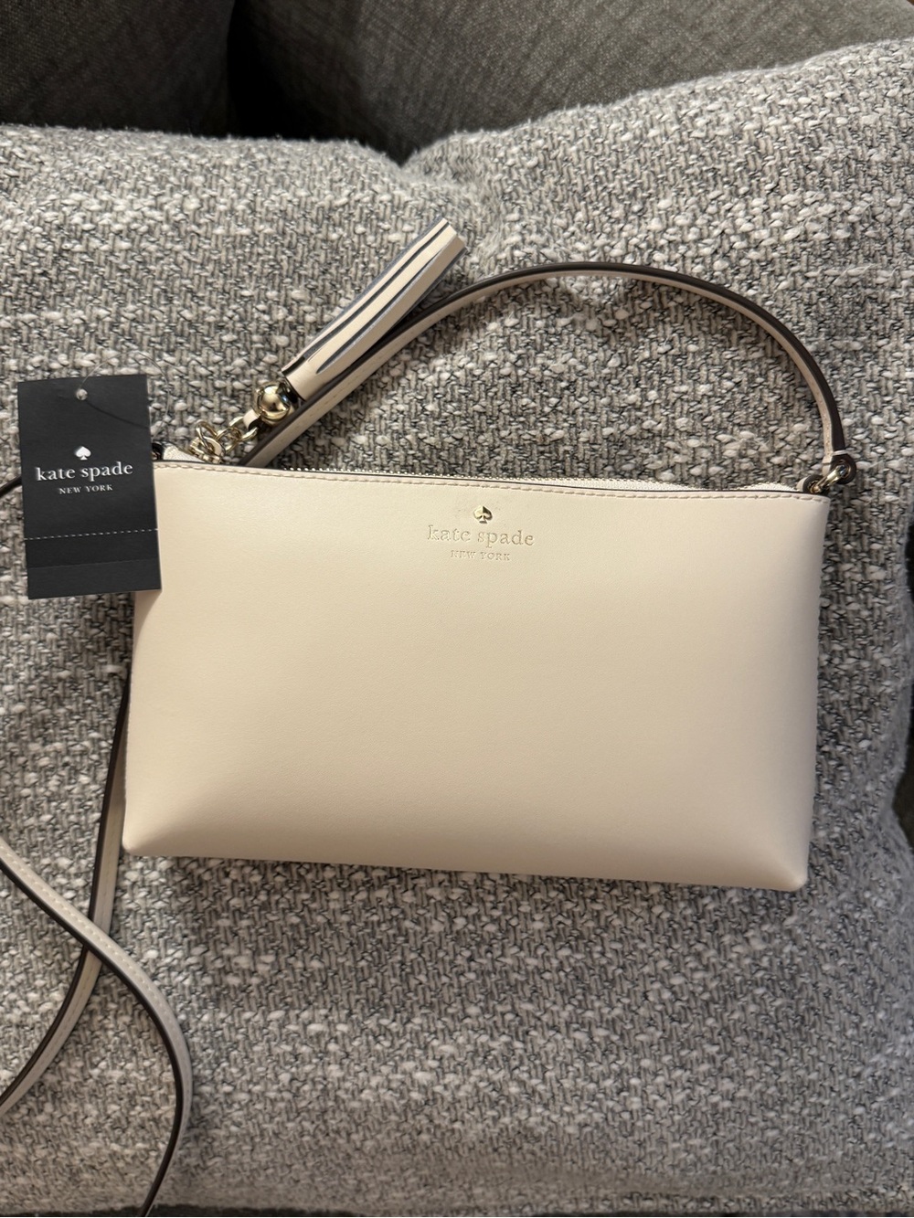 kate spade Ivy Streer Cream Leather Crossbody with Gold Hardware